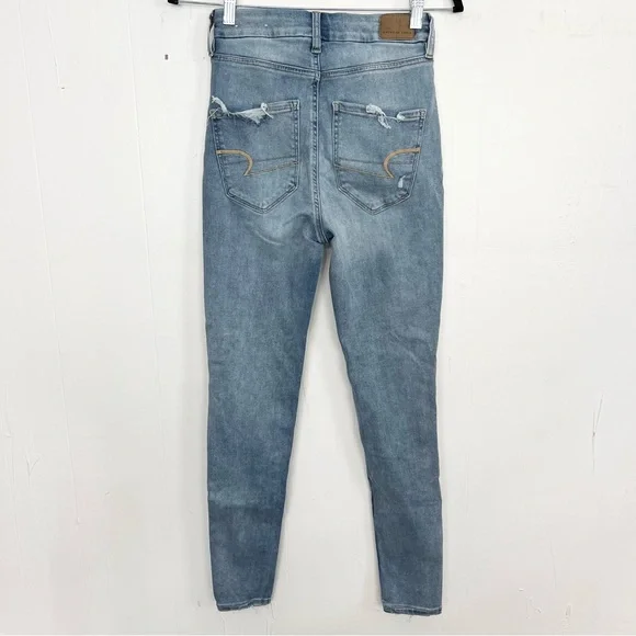 American Eagle Curvy Highest Rise Jegging Jeans Size 2 Stretch Distressed - Picture 2 of 5